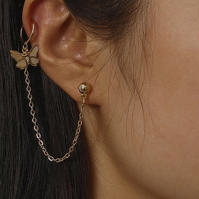 1PC New Fashion Gold Color Moon Star Clip Earrings Ear Cuff